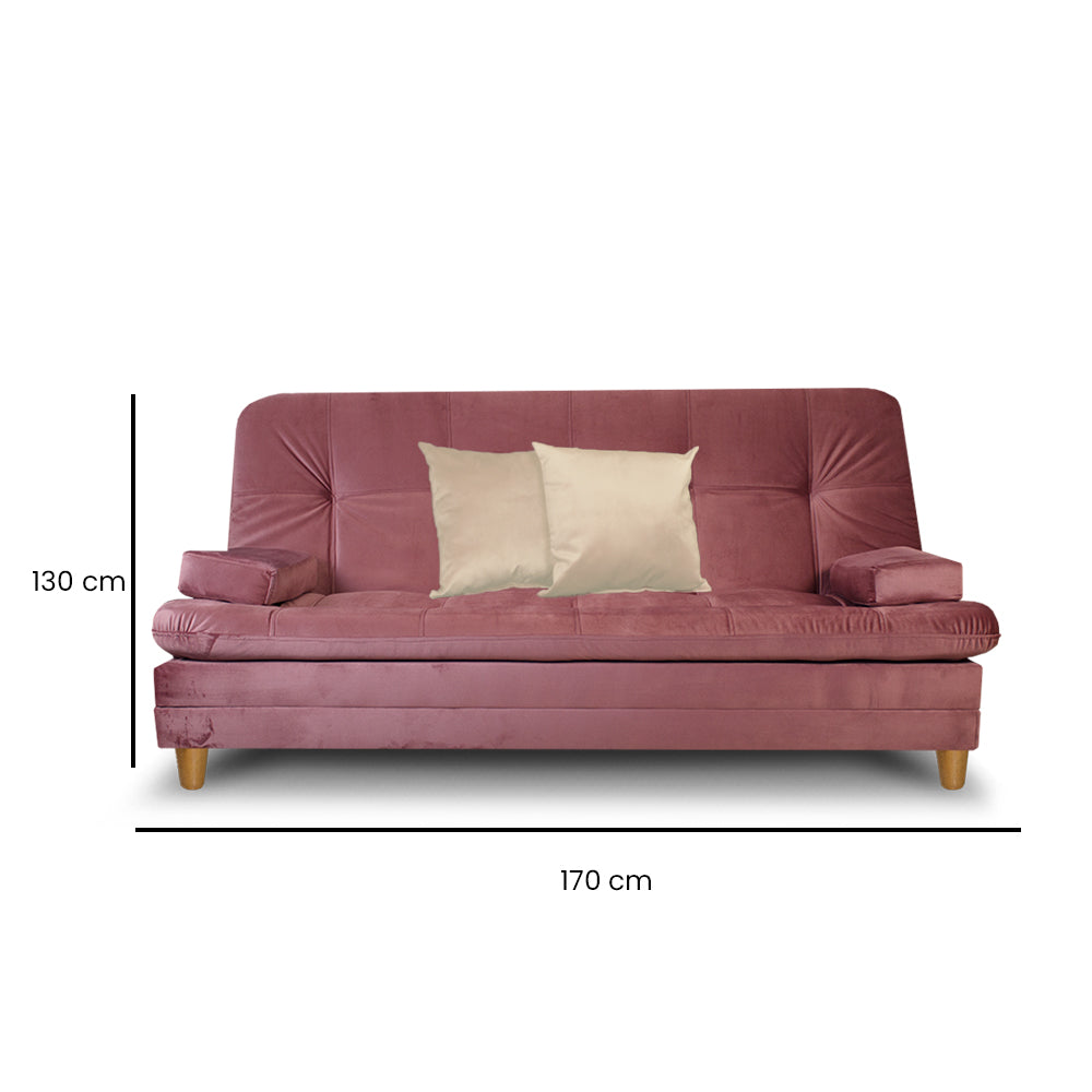 SofáCama Tous 3 Posiciones Tercio pelo Rosa + Cojines