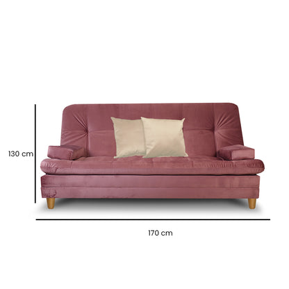 SofáCama Tous 3 Posiciones Tercio pelo Rosa + Cojines