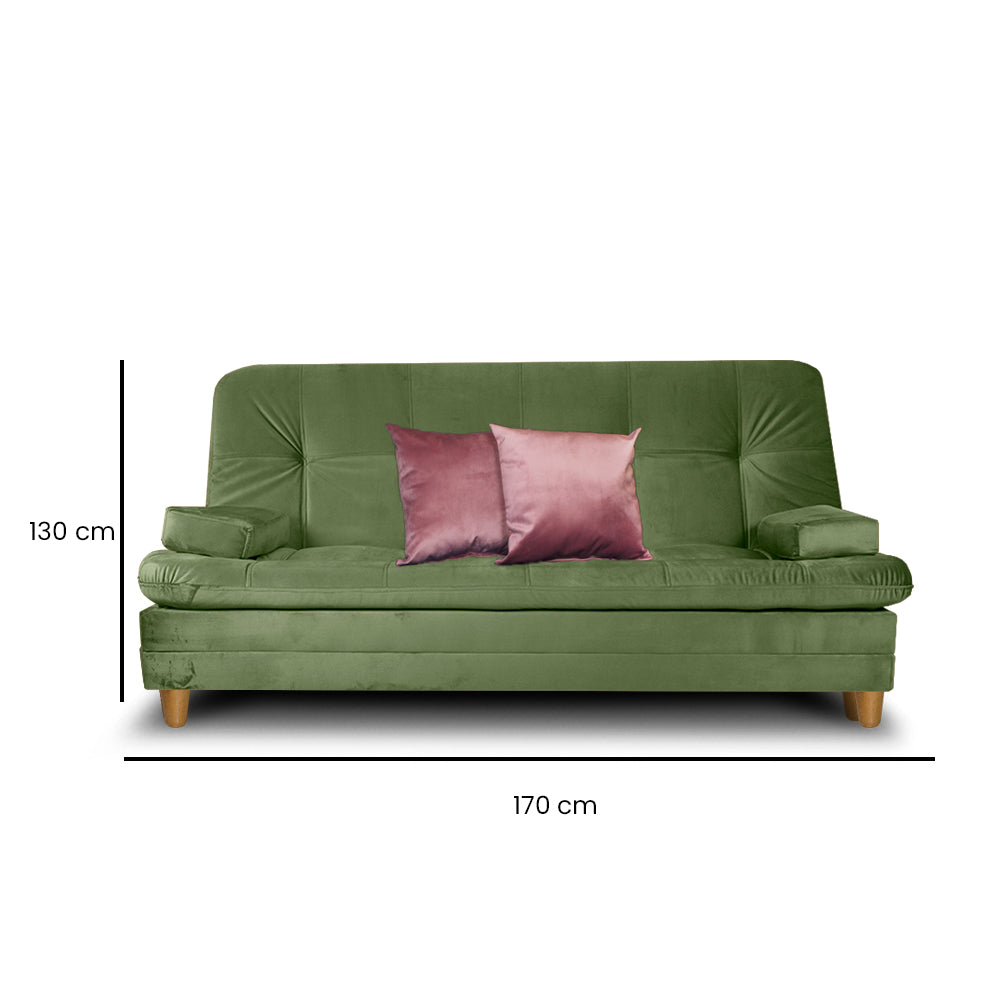 SofáCama Tous 3 Posiciones Tercio pelo Verde + Cojines
