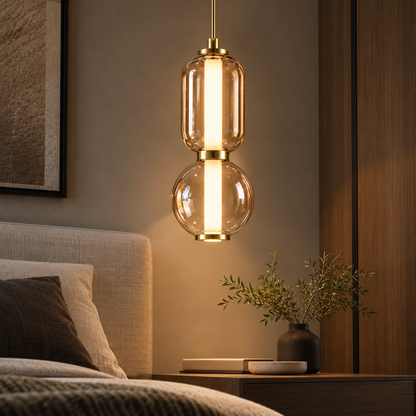 LAMPARA GLASS OVAL-ESFERA AMBAR