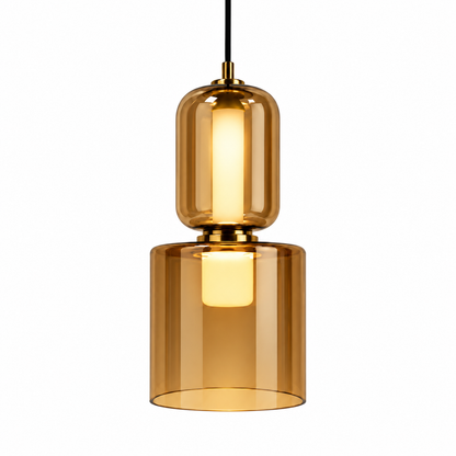 LAMPARA 2 GLASS OVAL AMBAR