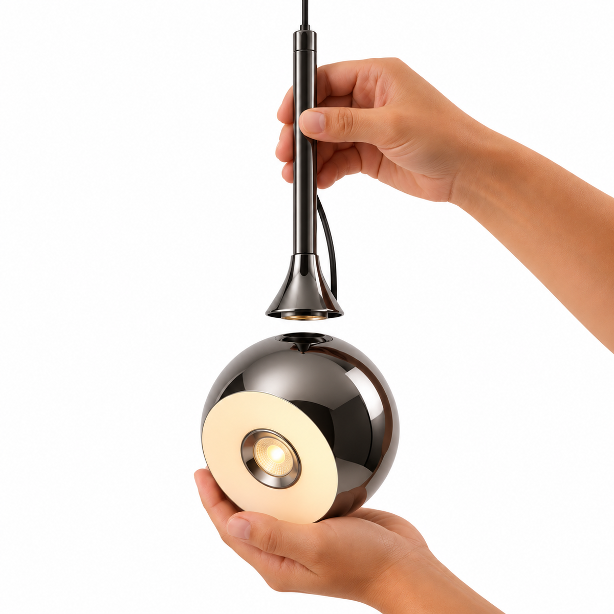LAMPARA MAGNETIC ESFERA NEGRO CROMO