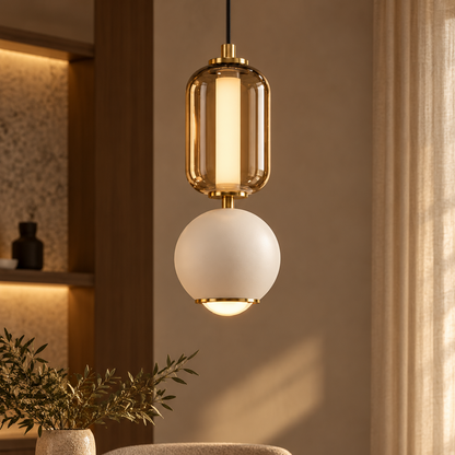 LAMPARA GLASS ORBIT BLANCO AMBAR