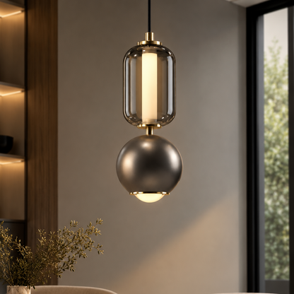 LAMPARA GLASS ORBIT GRIS NIQUEL