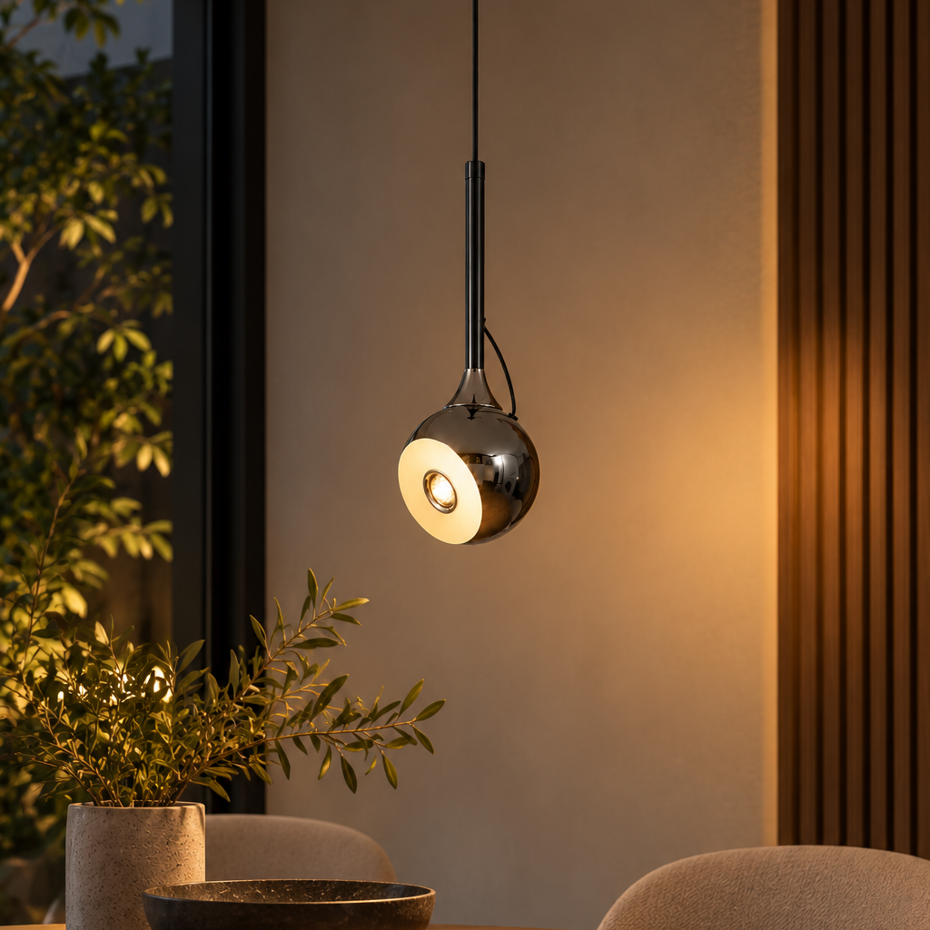 LAMPARA MAGNETIC ESFERA NEGRO CROMO