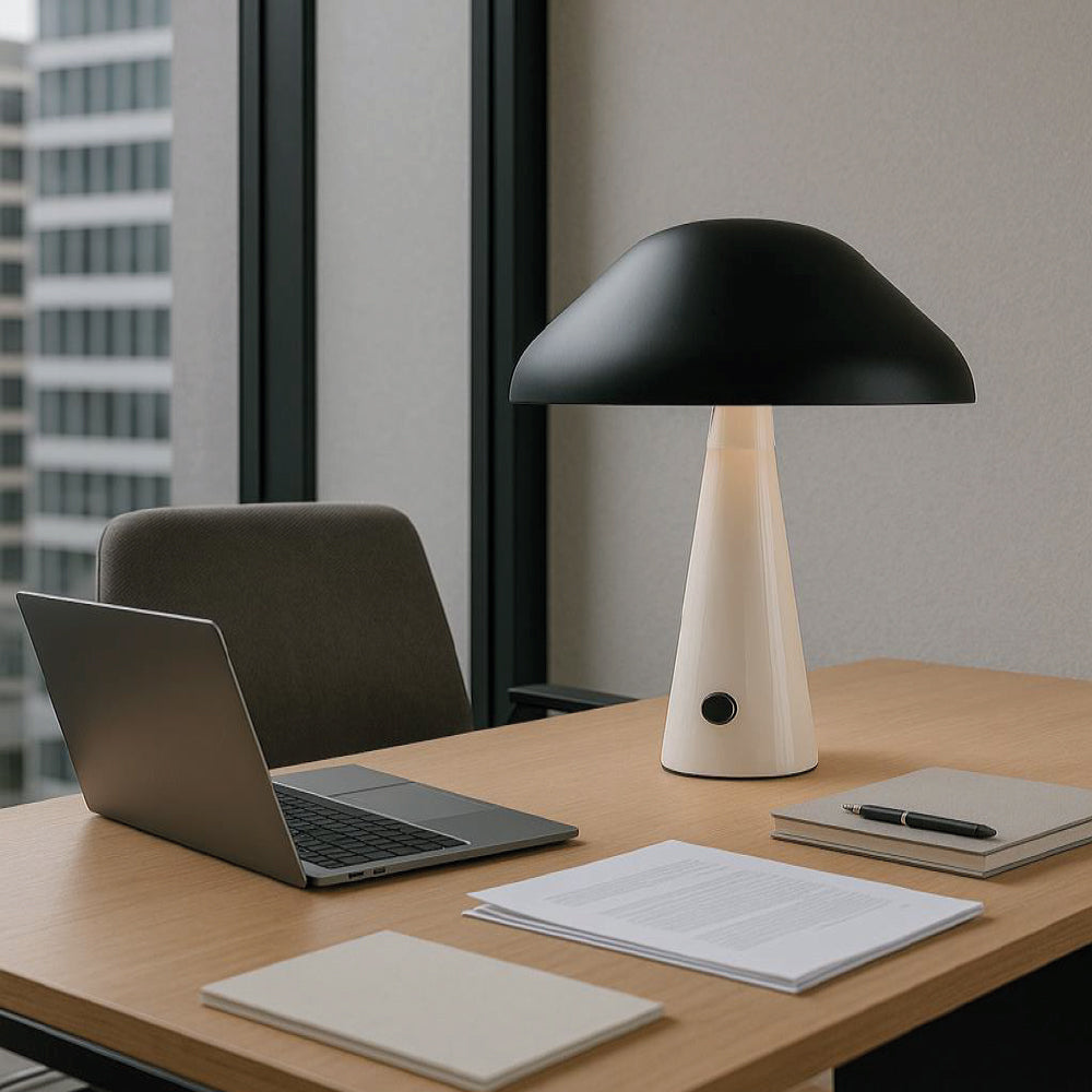 LÁMPARA MESA LUMA BEIGE Y NEGRO