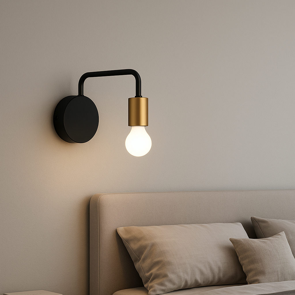 Lampara de pared CURVE NEGRO DORADO